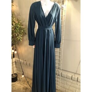 Ricarica Maxi Dress Women's M‎ Dark Green Size Wrap Sheer Sleeves Wedding Size M